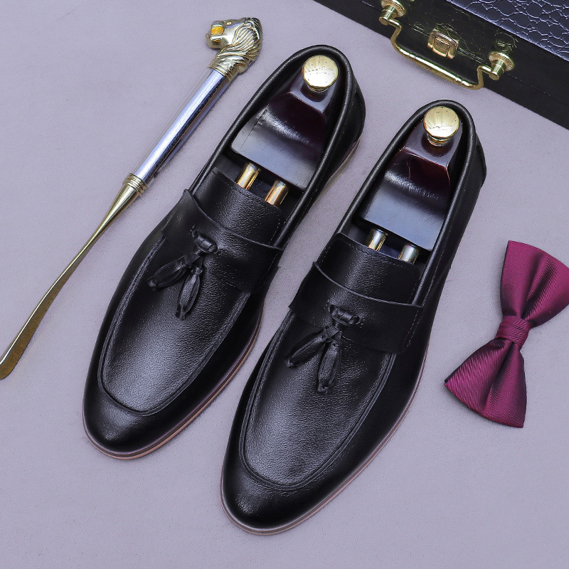 Formal Men Daily Wear Shoes - Men Tassel Genuine Leather Loafers Two