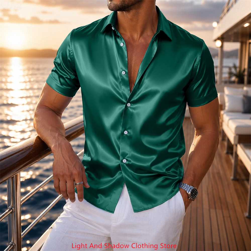 Men's Satin Short Sleeved Shir - đánh giá và giá Men Formal Wear In Summer