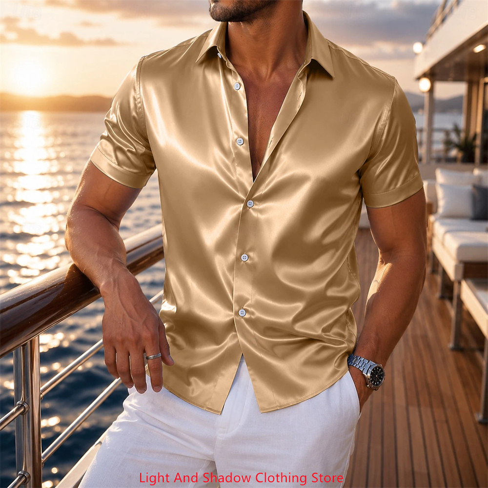 Men's Satin Short Sleeved Shir - đánh giá và giá Men Formal Wear In Summer